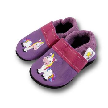 Krabbelschuhe Einhorn auf lila